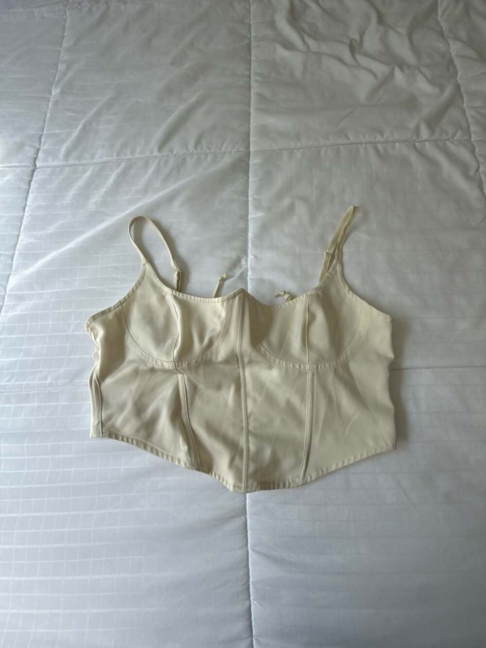 Urban Outfitters Corset Top Size M Cream Lace-Back Cropped